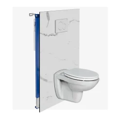 Kobert-in Kit de 2 Panneaux Habillage WC suspendu , L120xl120x0.4 cm, finition marbre blanc, Mud White KOBERTIN* Wc Suspendu