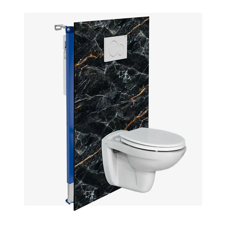 Kobert-in Kit de 2 Panneaux Habillage WC suspendu , L120xl120x0.4 cm, finition marbre gris, Promise KOBERTIN