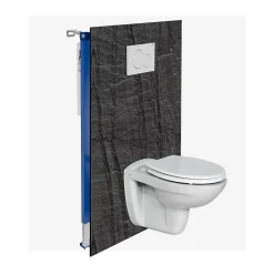 Kobert-in Kit de 2 Panneaux Habillage WC suspendu , L120xl120x0.4 cm, finition pierre noire, Manson KOBERTIN* Wc Suspendu
