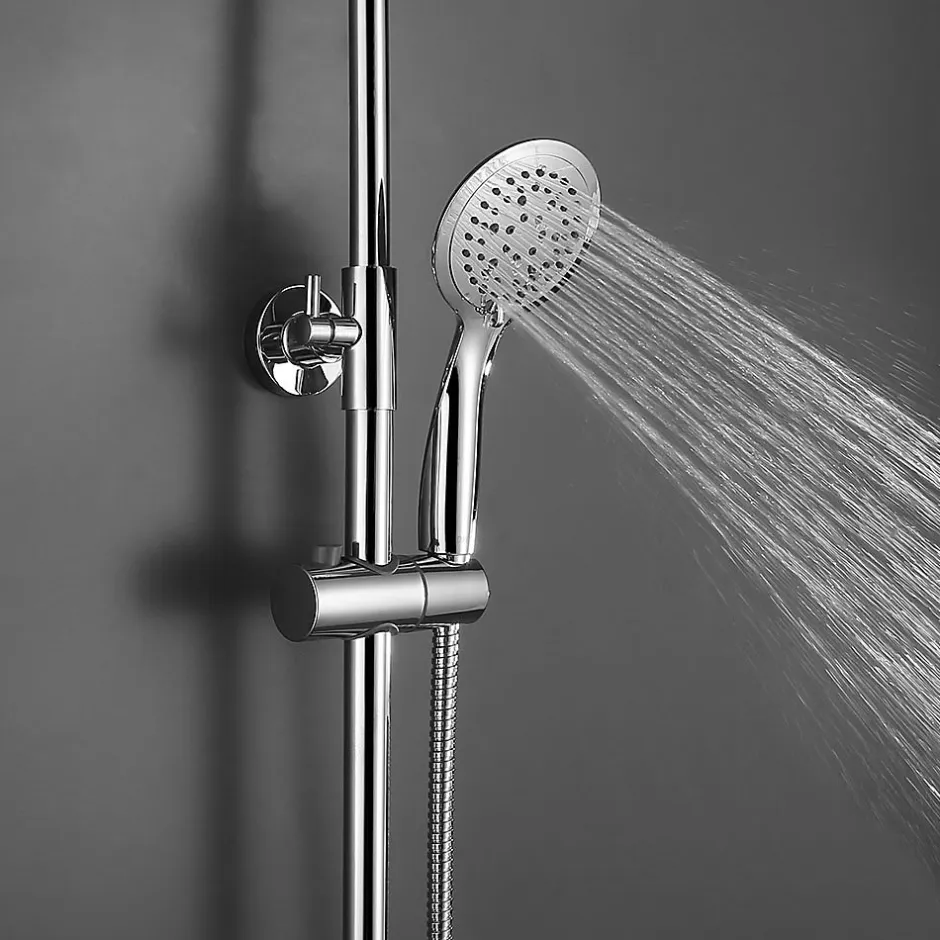 Kibath Kit de barre de douche 5 positions avec équipement NAV rond, finition chrome poli, en acier inoxydable* Colonne De Douche Mécanique