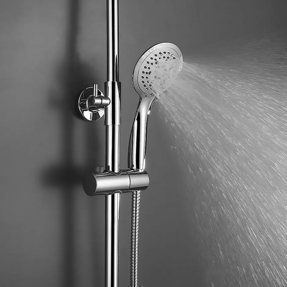 Kibath Kit de barre de douche 5 positions avec équipement NAV rond, finition chrome poli, en acier inoxydable* Colonne De Douche Mécanique