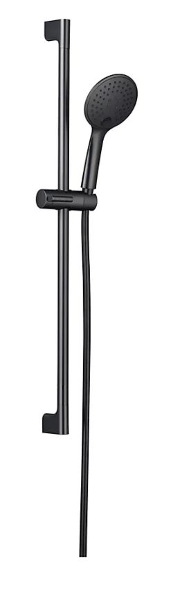 Essebagno Kit de douche avec barre + douchette 3 jets, gun metal, Luisa* Colonne De Douche Sans Robinetterie|Pommeau De Douche, Flexible Et Barre De Douche
