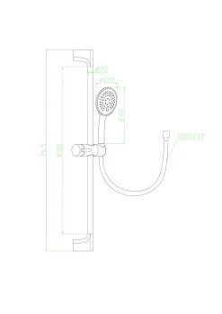 Essebagno Kit de douche avec barre + douchette 3 jets, cuivré, Luisa