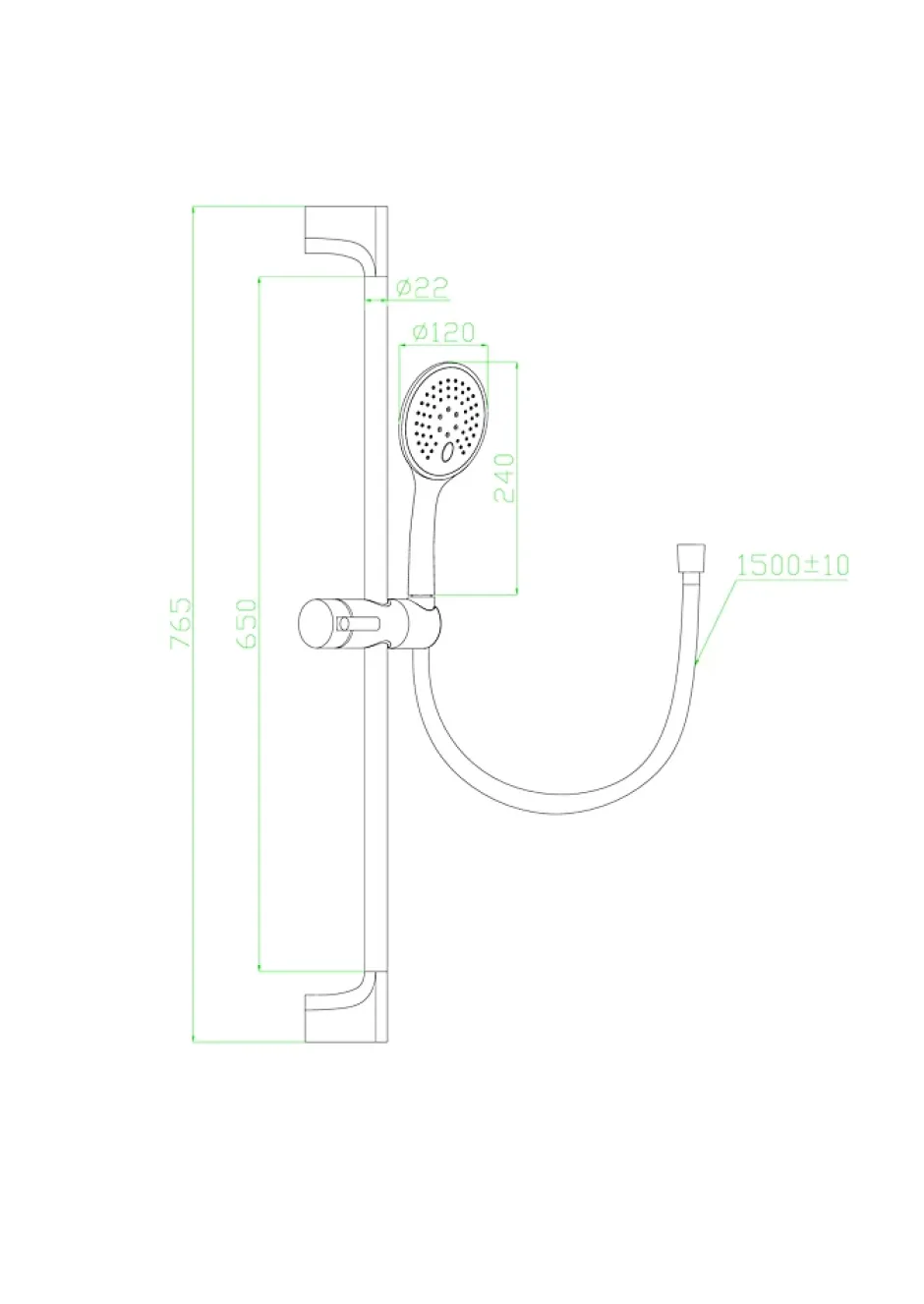 Essebagno Kit de douche avec barre + douchette 3 jets, cuivré, Luisa