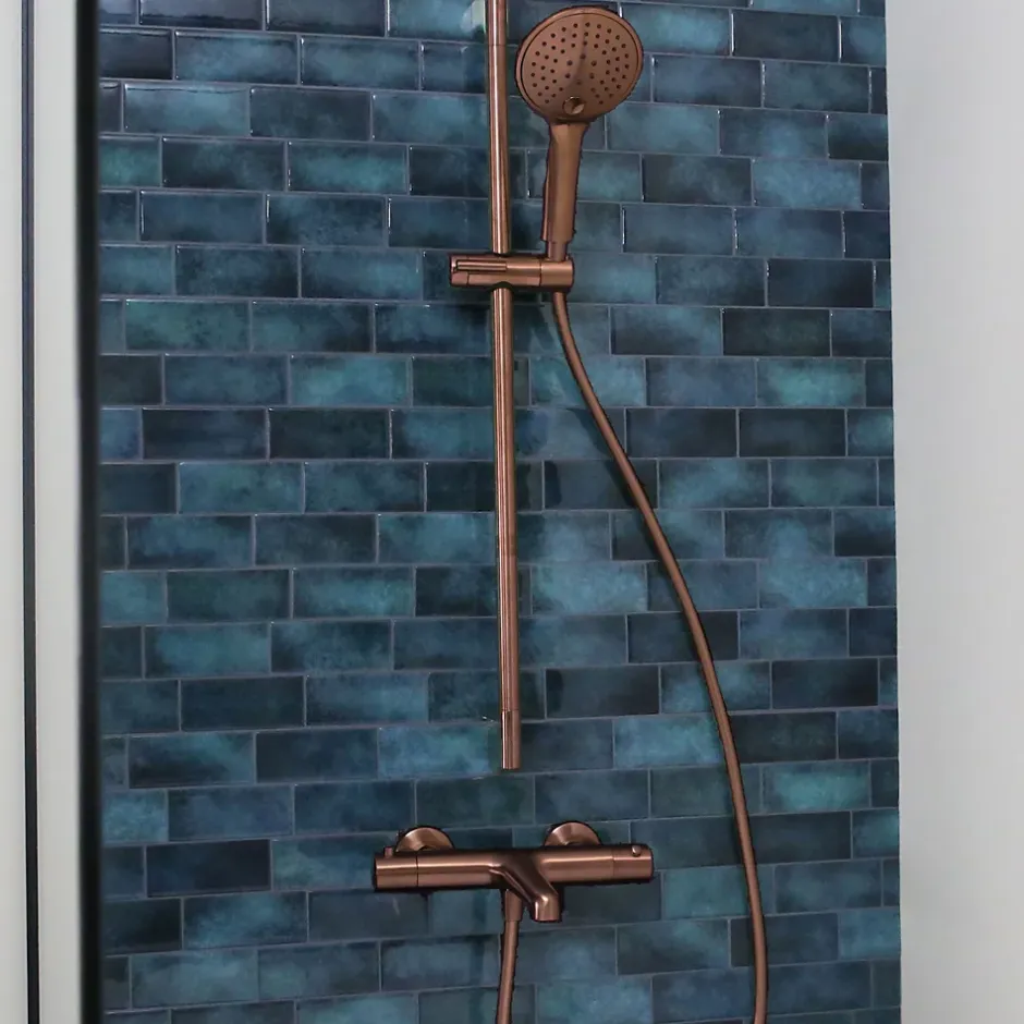 Essebagno Kit de douche avec barre + douchette 3 jets, cuivré, Luisa