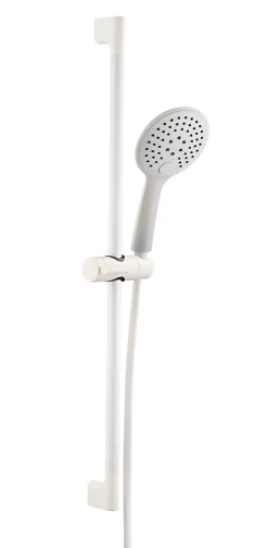 Essebagno Kit de douche avec barre + douchette 3 jets, blanc, Luisa* Colonne De Douche Sans Robinetterie|Pommeau De Douche, Flexible Et Barre De Douche