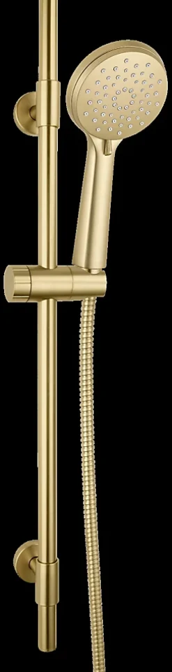 Wenko Kit de douche avec douchette + barre réglable + flexible, doré, Young