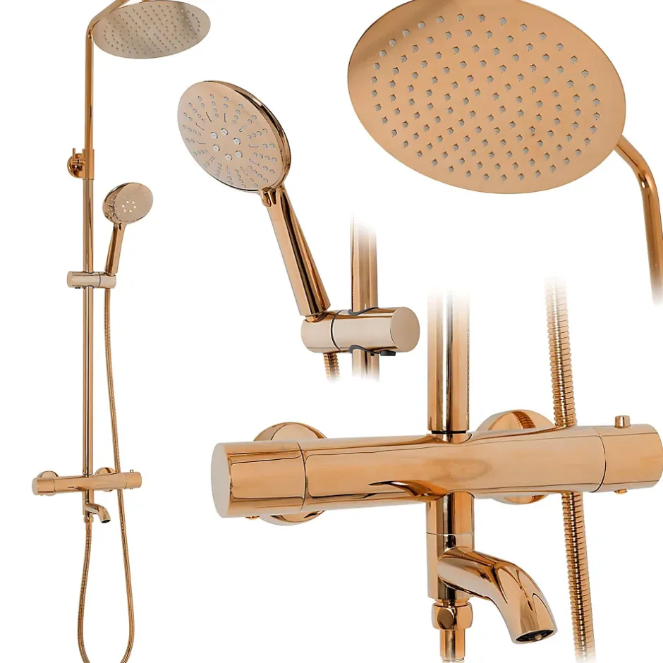 Rea Kit de douche avec thermostat Lungo Rose Gold* Colonne De Douche Mécanique