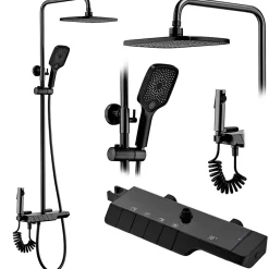 Rea Kit De Douche Avec Thermostat Rob Black