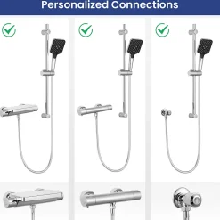Sofetiy Max Kit de douche, Douchette 3 Fonctions, Ensemble de Douche Design Réglable en Hauteur, Pommeau de douche, barre