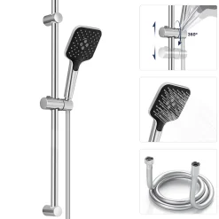 Sofetiy Max Kit de douche, Douchette 3 Fonctions, Ensemble de Douche Design Réglable en Hauteur, Pommeau de douche, barre