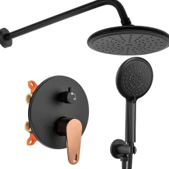 Rea Kit De Douche Encastré Mild Black Rose Gold 17X22X37Cm + Box* Colonne De Douche Mécanique