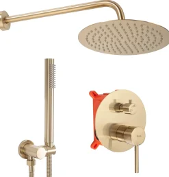 Rea Kit De Douche Encastré Lungo Brush Gold 17X16X36,5Cm + Box* Colonne De Douche Mécanique