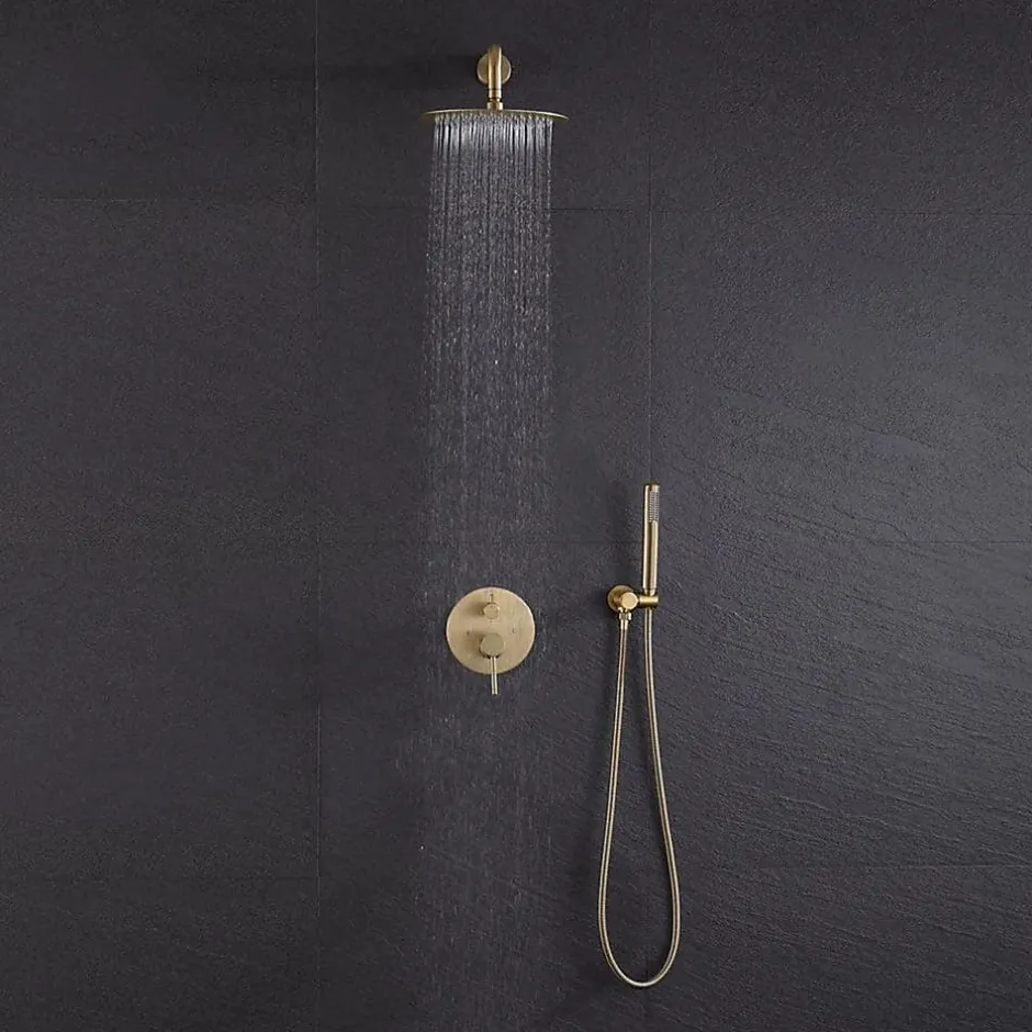 Rea Kit De Douche Encastré Lungo Brush Gold 17X16X36,5Cm + Box* Colonne De Douche Mécanique