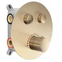 Rea Kit De Douche Encastré Lungo Thermostat Brush Gold 51,5X30X39,5Cm* Colonne De Douche Mécanique