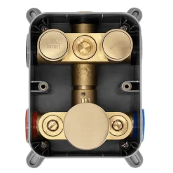 Rea Kit De Douche Encastré Lungo Thermostat Brush Gold 51,5X30X39,5Cm* Colonne De Douche Mécanique