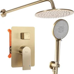 Rea Kit De Douche Encastré Verso Brush Gold + Box* Colonne De Douche Encastrable
