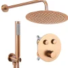 Rea Kit De Douche Encastré Lungo Thermostat Brush Copper 36,5X17X25Cm + Box* Colonne De Douche Mécanique