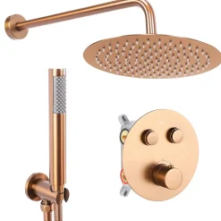 Rea Kit De Douche Encastré Lungo Thermostat Brush Copper 36,5X17X25Cm + Box* Colonne De Douche Mécanique