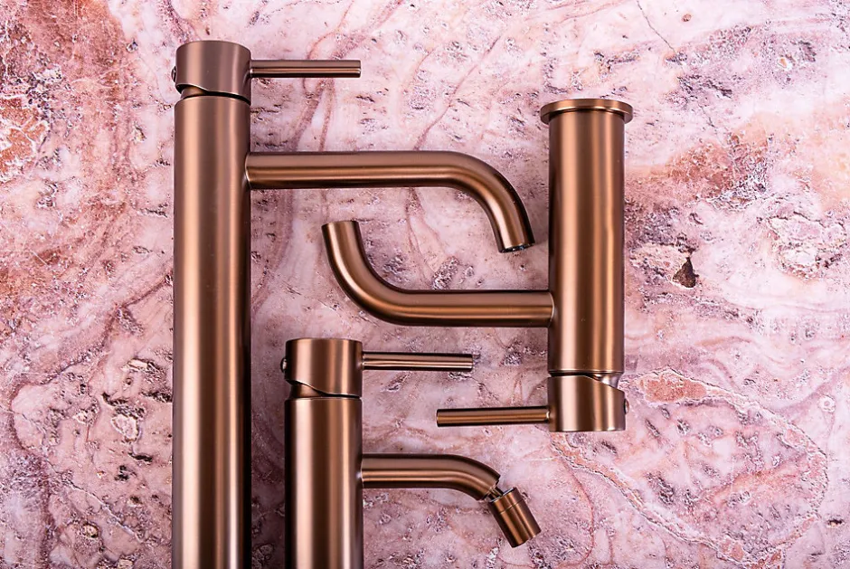 Rea Kit De Douche Encastré Lungo Thermostat Brush Copper 36,5X17X25Cm + Box* Colonne De Douche Mécanique