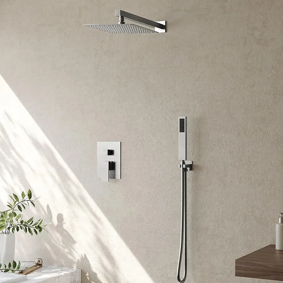 Rea Kit De Douche Encastré Fenix Chrome 40X13X40Cm + Box