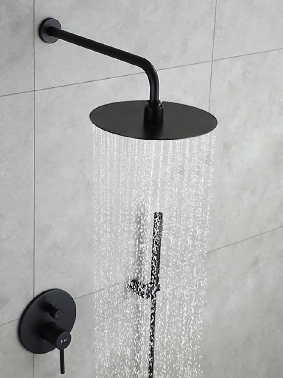 Rea Kit De Douche Encastré Lungo Black 17X16X36,5Cm + Box* Colonne De Douche Mécanique
