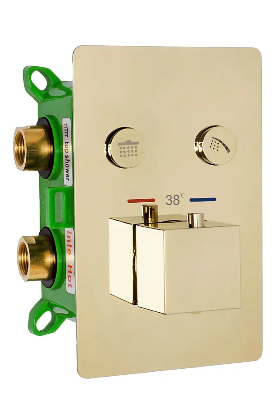 Rea Kit De Douche Encastré Fenix-Davis Thermostat Gold 55X30X40Cm + Box
