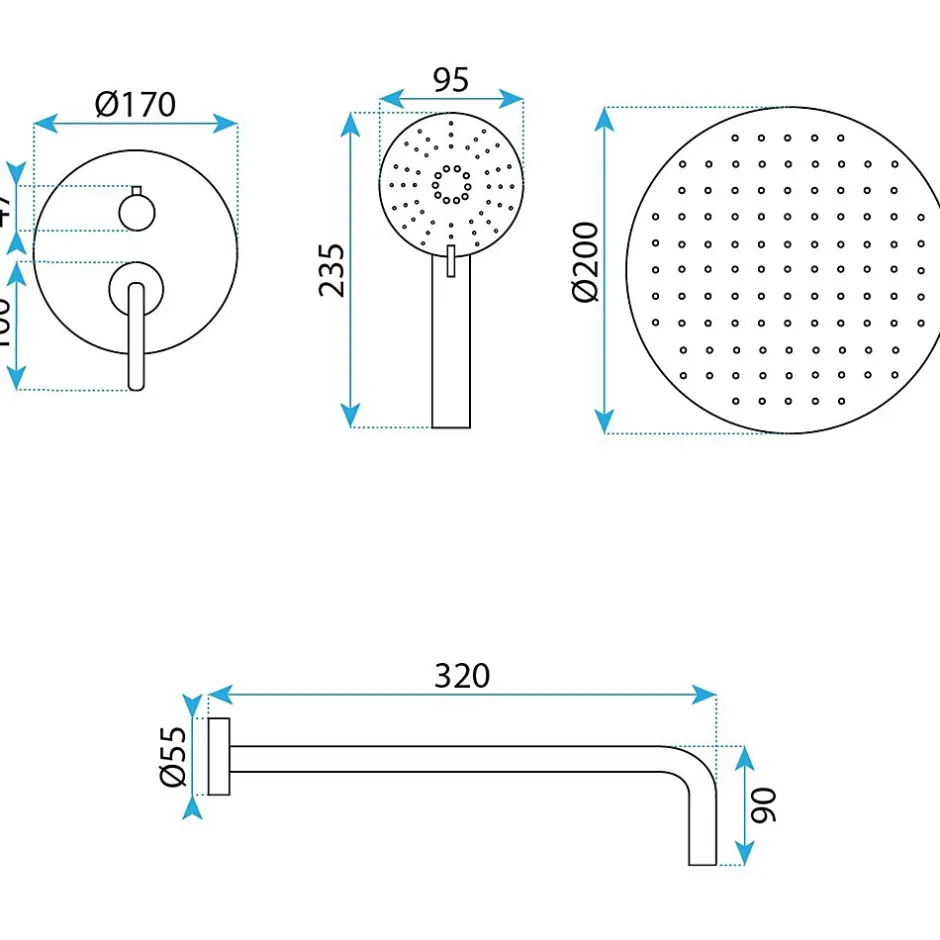 Rea Kit De Douche Encastré Ontario Titanium