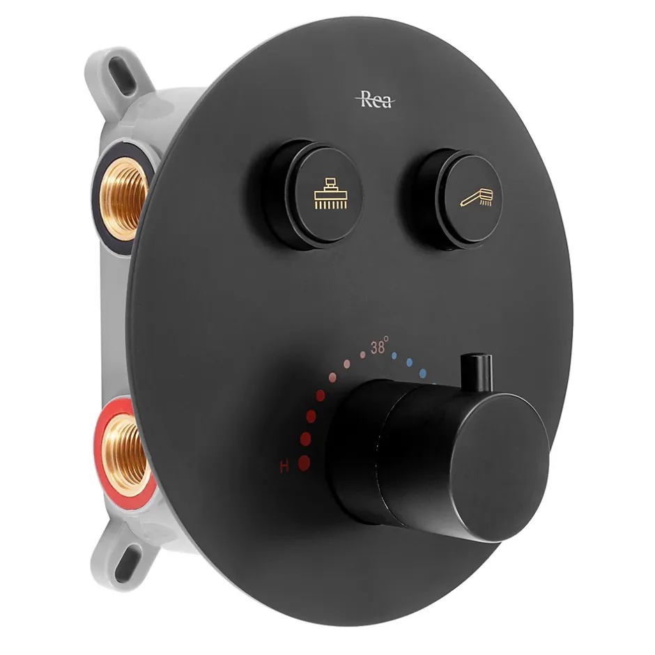 Rea Kit De Douche Encastré Lungo Thermostat Black 15X30X36,5Cm