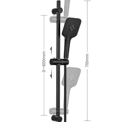 Sofetiy Max Kit de douche Noir, Douchette 3 Fonctions, Ensemble de Douche Design Réglable en Hauteur, Pommeau de douche, barre