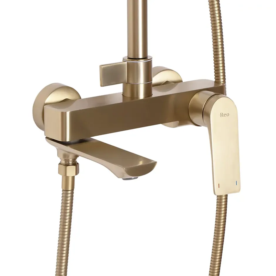 Rea Kit De Douche Avalon Brush Gold 50X23X153,1Cm* Colonne De Douche Mécanique