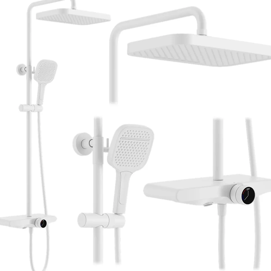 Rea Kit De Douche Bari White 37X31X100Cm* Colonne De Douche Mécanique