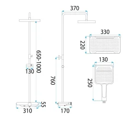 Rea Kit De Douche Bari White 37X31X100Cm* Colonne De Douche Mécanique