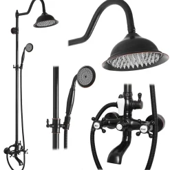 Rea Kit De Douche Bergamo Black 50X21X150Cm