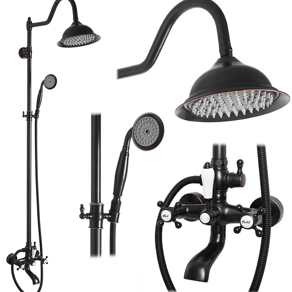 Rea Kit De Douche Bergamo Black 50X21X150Cm