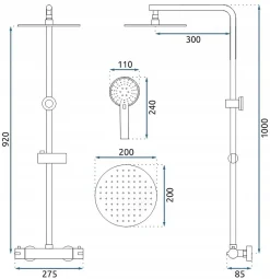 Rea Kit De Douche Bliss Thermostat Brush Gold 38,5X27,5X100Cm