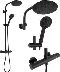 Rea Kit De Douche Bliss Thermostat Black 38,5X27,5X100Cm* Colonne De Douche Mécanique