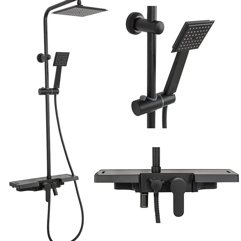 Rea Kit De Douche Bravo Black 45X40X105Cm