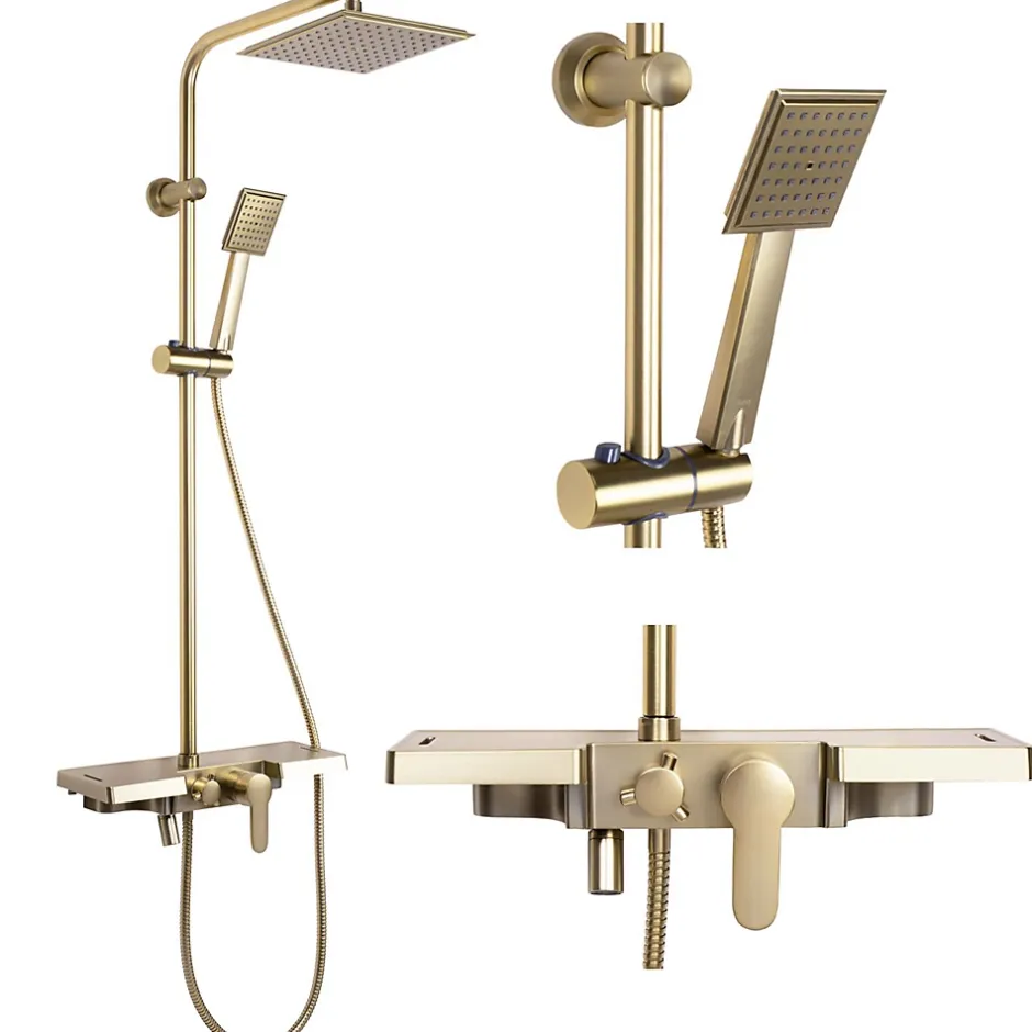 Rea Kit De Douche Bravo Brush Gold 45X40X105Cm