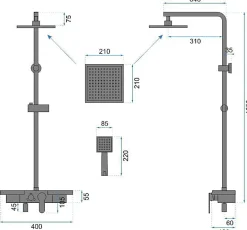 Rea Kit De Douche Bravo Gold 45X40X105Cm