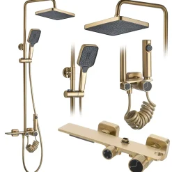 Rea Kit De Douche Helix Brush Gold 38X30X114,5Cm* Colonne De Douche Mécanique