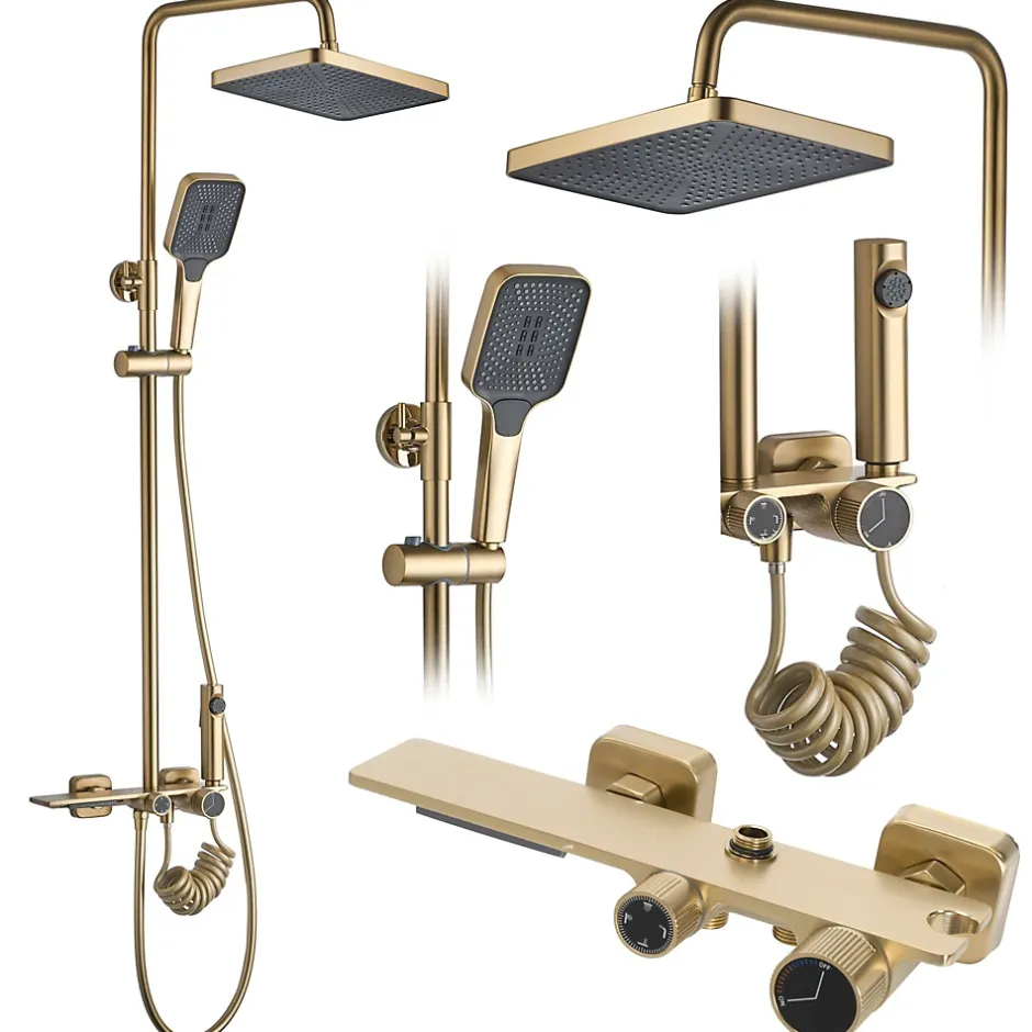 Rea Kit De Douche Helix Brush Gold 38X30X114,5Cm* Colonne De Douche Mécanique
