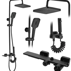 Rea Kit De Douche Helix Black 38X30X114,5Cm* Colonne De Douche Mécanique