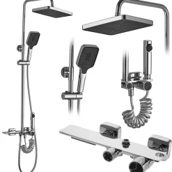 Rea Kit De Douche Helix Chrome 38X30X114,5Cm* Colonne De Douche Mécanique