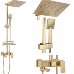 Rea Kit De Douche Jack Brush Gold 45X21,5X102Cm* Colonne De Douche Mécanique