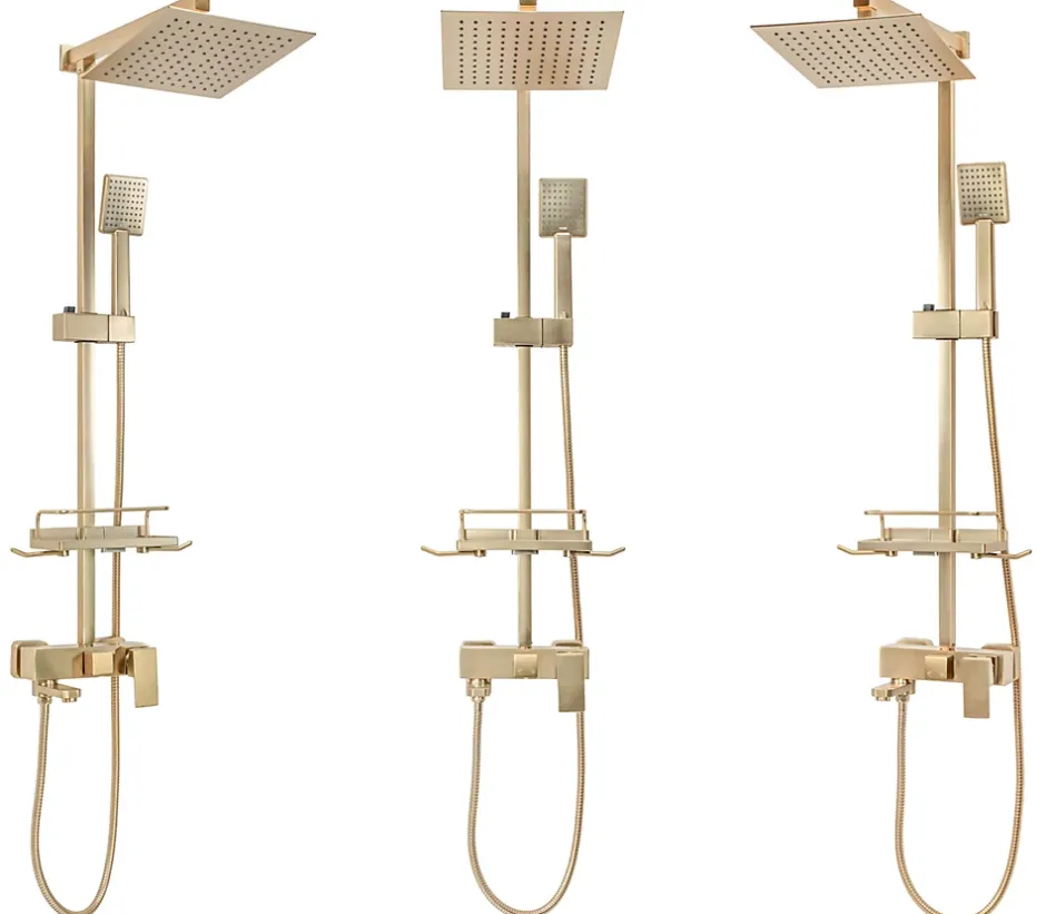 Rea Kit De Douche Jack Brush Gold 45X21,5X102Cm* Colonne De Douche Mécanique