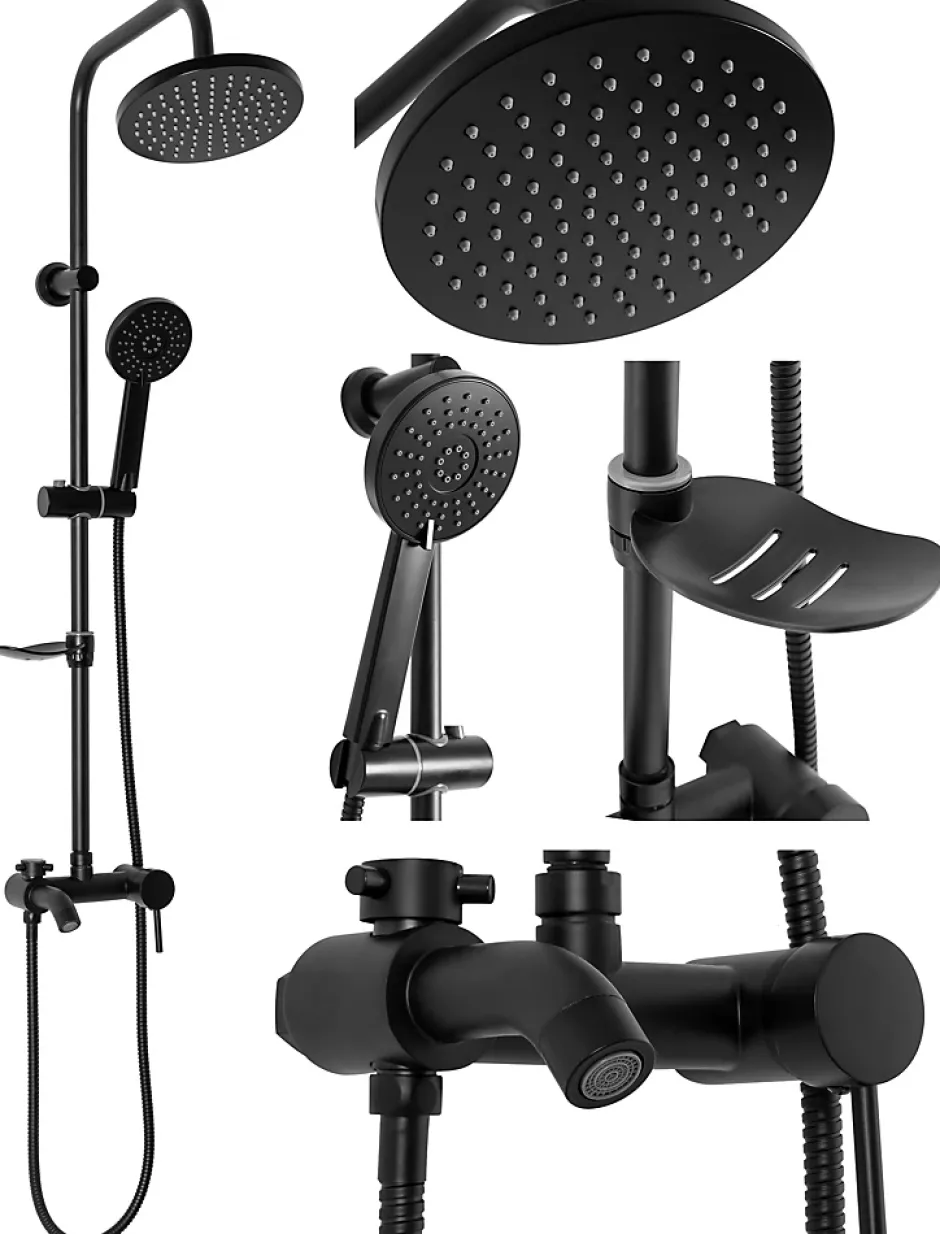 Rea Kit De Douche Luis Black 45X21X100Cm* Colonne De Douche Mécanique