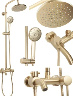 Rea Kit De Douche Luis Brush Gold 45X21X100Cm* Colonne De Douche Mécanique