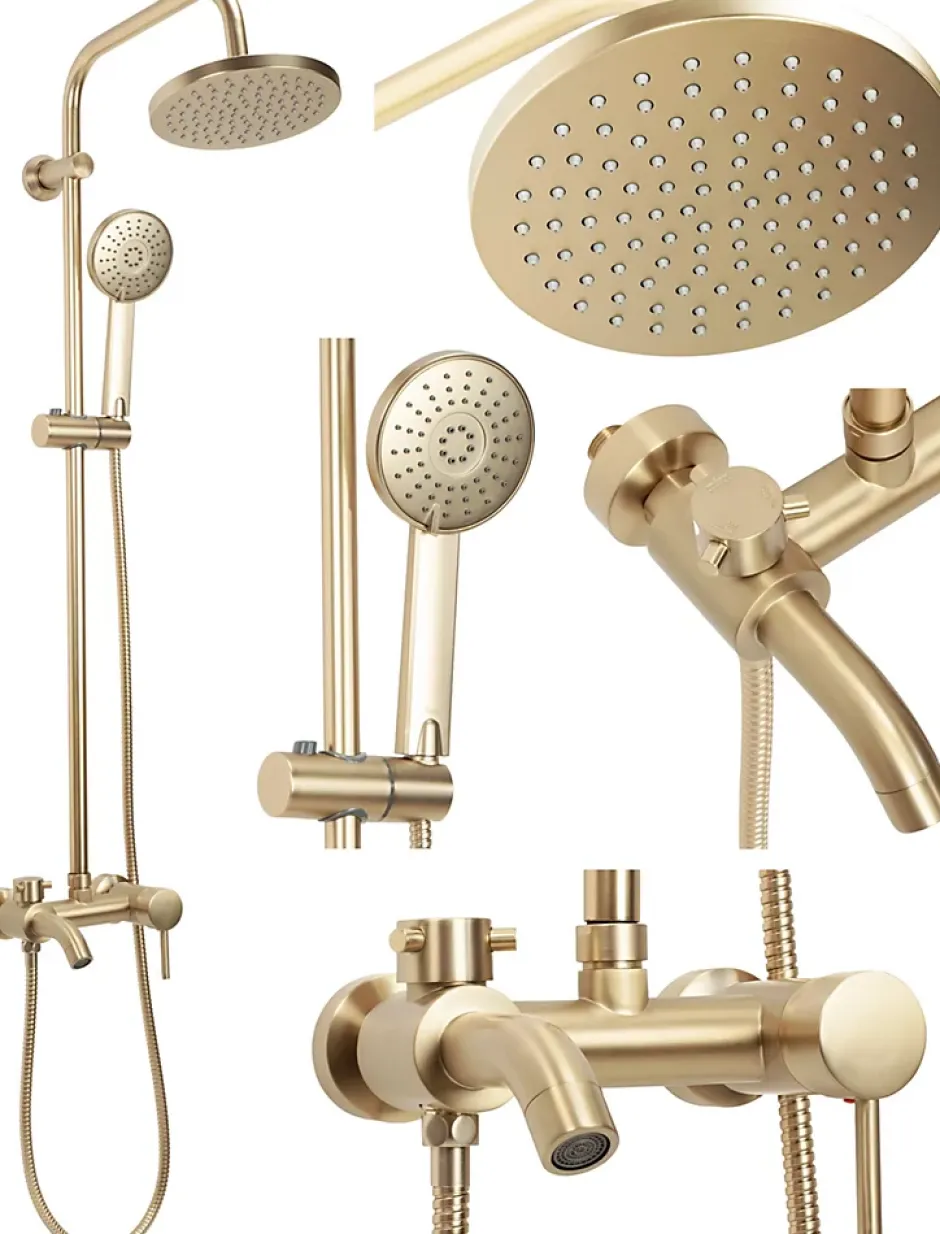 Rea Kit De Douche Luis Brush Gold 45X21X100Cm* Colonne De Douche Mécanique