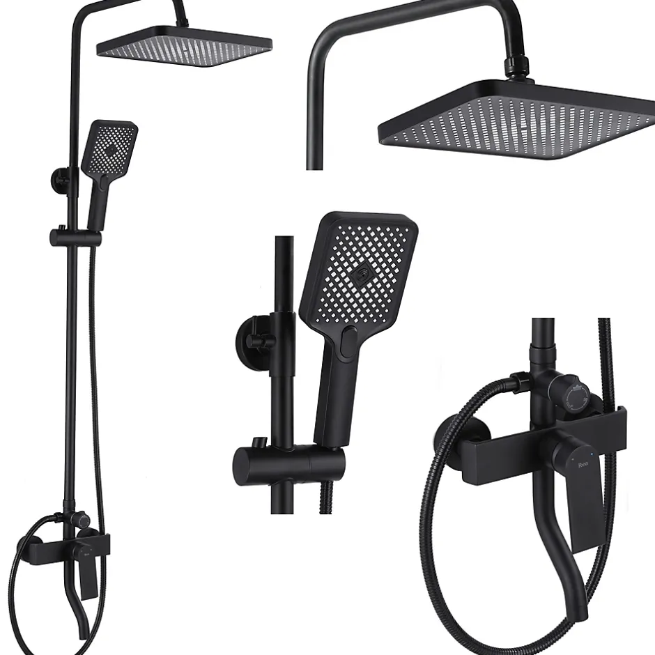 Rea Kit De Douche My2061-77B Hass Black 40,5X26,5X122Cm* Colonne De Douche Mécanique